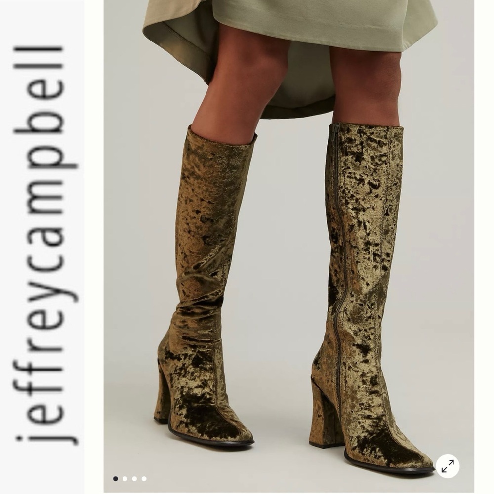 NEW Jeffrey Campbell Naissancr Boots in Brown Crushed Velvet 7.5